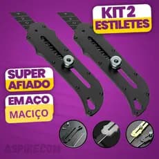 Kit 2 Estilete Profissional 18MM Aço Maciço Laminas Sk5 Novas
