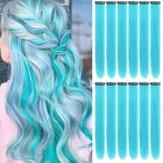 Mechas Azul piscina tic tac de fibra orgânica de 65 cm a mecha suporta chapinha e babyliss