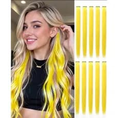 Mechas amarela tic tac de fibra orgânica de 65 cm a mecha suporta chapinha e babyliss