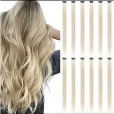 Mechas loiro tic tac de fibra orgânica de 65 cm suporta chapinha e babyliss