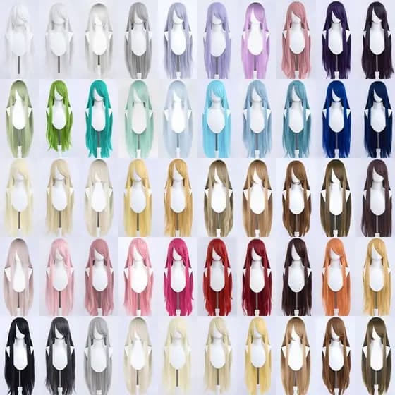 Peruca Cabelo Orgânico Cosplay liso Várias Cores Mangá Anime Fantasia