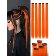 Mechas laranja tic tac de fibra orgânica de 65 cm suporta chapinha e babyliss