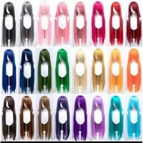 Peruca Cabelo Orgânico Cosplay liso  Várias Cores Mangá  Anime Fantasia diversas cores