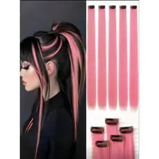 Mechas rosa claro rosa bebê  tic tac de fibra orgânica de 65 cm suporta chapinha e babyliss
