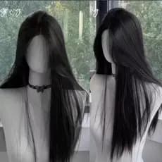 Peruca longa Preta lisa sem franja fibra bio organica Premium parecida com cabelo natural 70cm de comprimento