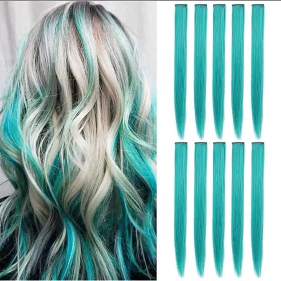 Mechas Verde Piscina mecha vermelha vivo tic tac de fibra orgânica de 65 cm suporta chapinha e babyliss