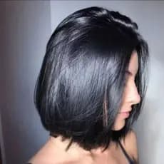 Peruca lace Wig fibra bio orgânica Premium Curta bob Preto Natural