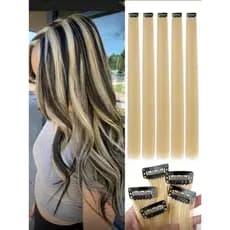 Mechas loira tic tac tira de cabelo de fibra orgânica de 65 cm suporta chapinha e babyliss