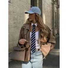 Gravata Azul Marinho Listras feminina - Gravata trabalhada uniforme, terno, administrador, casamento, estudante elegante