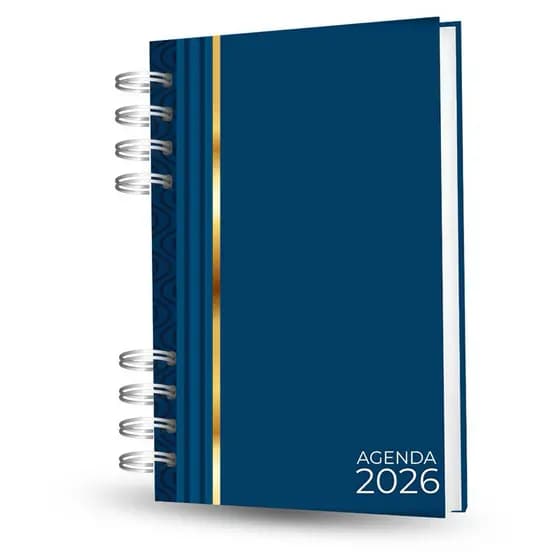 Agenda Planner Masculina 2026 |184 Páginas |2 Dias por Página |Capa Dura Azul com Detalhe Dourado ENVIO  RAPÍDO