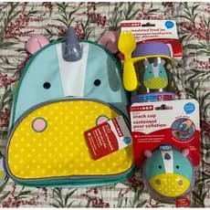 kit bolsa, copo térmico e porta snakc Zoo unicórnio