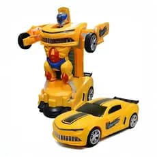 Carro Transformers Vira Robo Camaro Som Luz Carrinho Brinquedo Menino Pilha