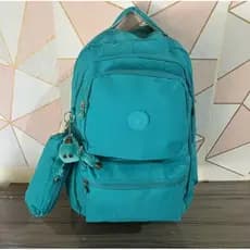 Mochila Grande de Costas Escolar Resistente Em Nylon Mais Chaveiro Macaquinho
