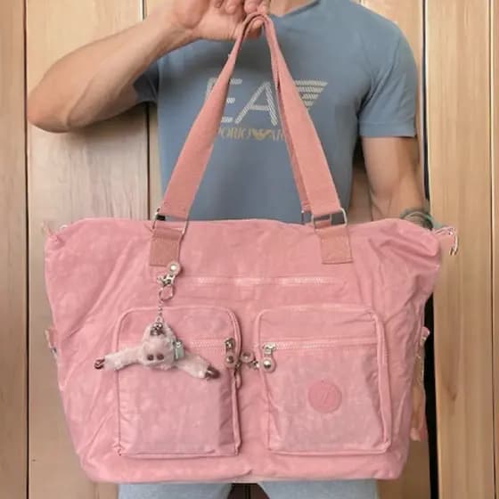 Bolsa Maternidade Grande com Alça Transversal de Ombro e Chaveiro Macaquinho