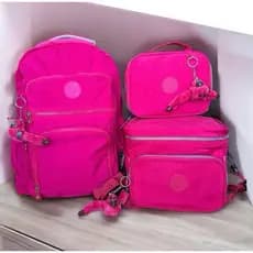 Kit mochila + estojo + lancheira térmica com  chaveiro macaquinho