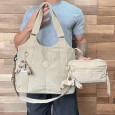 Kit Bolsa Transversal de Ombro Mais Bolsinha Carteiro de Mao Feminino Casual Trabalho