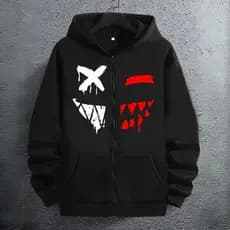 Moletom Capuz Zíper Estiloso Smile Agasalho De Frio Unissex Estilo Streetwear Quentinho Tecido Algodão Flanelado
