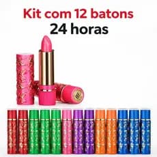 Kit 12 Batom mágico 24 horas coloridos da Vovó 24 Horas Longa Duração