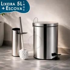 Lixeira 5 Litros Com Pedal Escova Sanitária Inox ou Lixeira 5L Banheiro Limpeza Não Enferruja