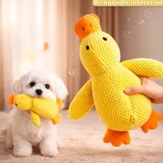Brinquedo Pelúcia Interativo Resistente Som Pato Morder Brincar Cães Cachorro Pet
