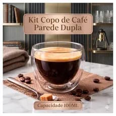 Kit 6, 4 ou 2Un Copo Xícara Parede Dupla Vidro Café Moderno Chique Cantinho Café Escritório