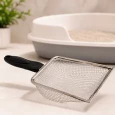 Pá Higiênica De Areia Pet Gato Coletora Aço Inox Peneira Resistente