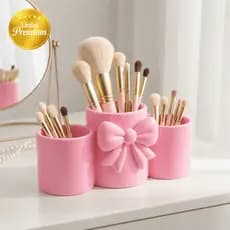 Porta Pincéis Maquiagem Organizador Mesa Porta Canetas Laço Elegante