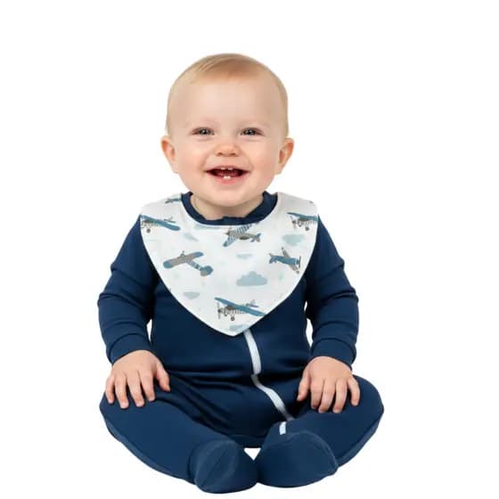 Macacão Zíper Com Babador/Bandana Para Bebê Menino Algodão 02 Peças