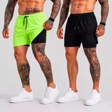 Kit 2 Shorts 2 em 1 Original Esporte Treino Masculino Corrida Casual Shorts