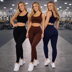 Conjunto Top+Calça Legging Fitness Feminino Alta Compressão+Zero Transparência