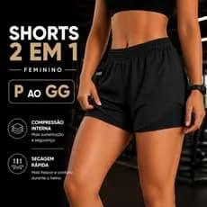 Shorts 2 em 1 Feminino Bermuda Dupla Para Treino Academia Caminhada e Outros Esportes