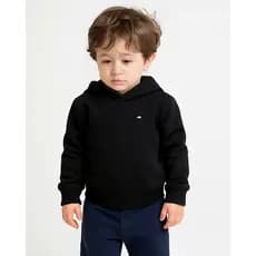 Moletom Infantil Premium Básico Preto com Capuz — Para Meninos e Meninas Tamanho 2, 4, 6