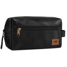 Necessaire Preta 100% Couro Legítimo Masculina e Feminina Grande | Viagem Mala Organização Premium