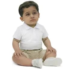 Body Gola Polo Branco Bebê  - Suedine Algodão Premium - Festa Elegante Ano Novo