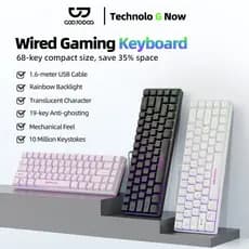 GOOJODOQ Teclado Mecânico Com Fio 68 Teclas Curvo Design RGB Backlighting Controles Personalizados Suporta Vários Sistem