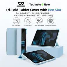 GOOJODOQ Capa Protetora Para Tablet De Três Dobras Fornece Duas Posições De Slot Caneta Reservada Em Ângulo Ajustável