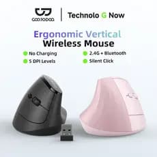 Mouse Sem Fio GOOJODOQ Silencioso Modo Duplo 57 ° Ajuste De DPI De Precisão De 5 Níveis De Ângulo Vertical Ergonômico