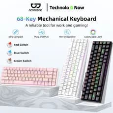 GOOJODOQ Teclado Mecânico Com Fio De 68 Teclas 3 Tipos De Interruptores Mecânicos Disponíveis 17 Modos De Iluminação 2 N