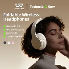 GOOJODOQ Fones De Ouvido Dobráveis HiFi Som Estéreo Para Jogos Fone Esportivo Reprodução Multimodo