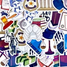 Adesivos stickers figurinhas - DIREITO - profissões para bullet journal planner caderno agenda scrapbook lembrancinhas