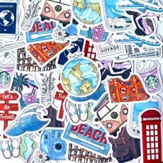 Adesivos stickers - VIAGEM - Para cadernos agendas planner lembrancinhas e presentes