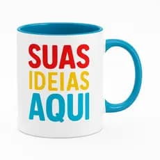 Caneca de Porcelana Personalizada - Interior e Alça Colorida - Diversas Cores
