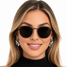 Óculos Feminino Lente Escura Hexagonal