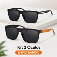 Kit 2 Óculos de Sol Preto + Madeira Unisex