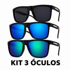 Kit Óculos de Sol Quadrado UV400 1 2 ou 3 Peças Moda Verão Pesca Casual