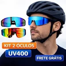 Kit 2 Óculos De Sol Masculino e Feminino Ciclismo Esportivo UV400 Proteção Solar Bike Academia Corrida
