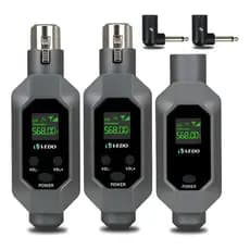 Xlr Conversor Microfone Sem Fio Uhf 1 Transmissor 2 Receptor Preto