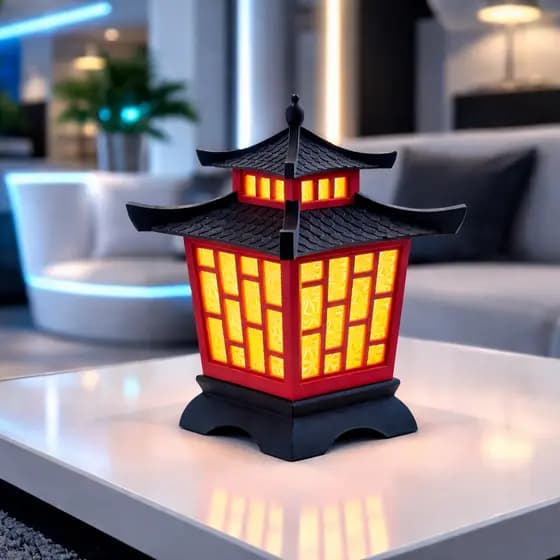 Luminária Oriental Decorativa LED Estilo Japonês