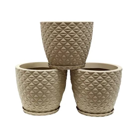 Kit 3 Vasos Diamante 3D Para Plantas em Polietileno Decorativos Jardim Flores Nº1 (23x19) Cachepô