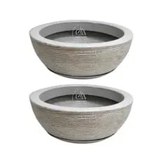 Kit Vasos 2 Bacias Grandes Em Polietileno Jardim Vertical Terrário Cactos 34x13cm c Pratos